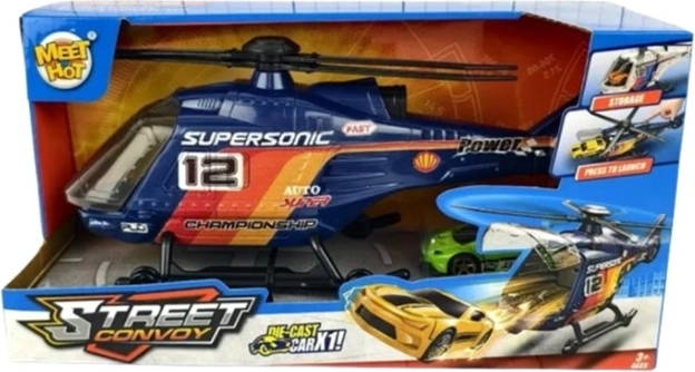 Spielzeug-Set: Helikopter und Auto in der Box
