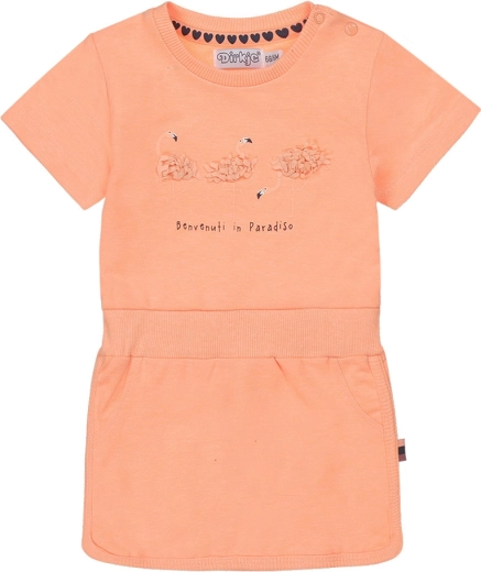 Dirkje Mädchenkleid neonorange mit kurzem Ärmel, Gr. 74