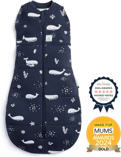 Ergopouch Puck- und Schlafsack 2-in-1 Cocoon Whale 0–3 Monate, 3–6 kg, 2,5 TOG