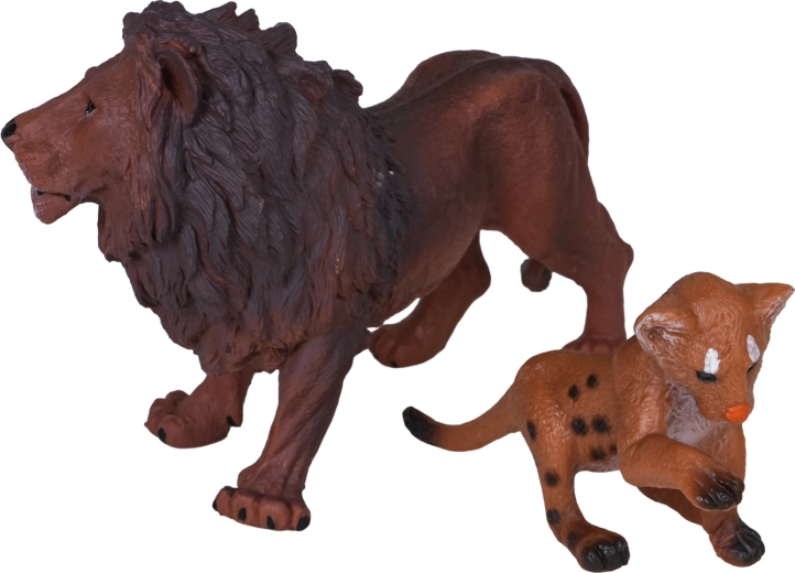 Zwei Figuren in der Verpackung: Löwe und Löwenjunges