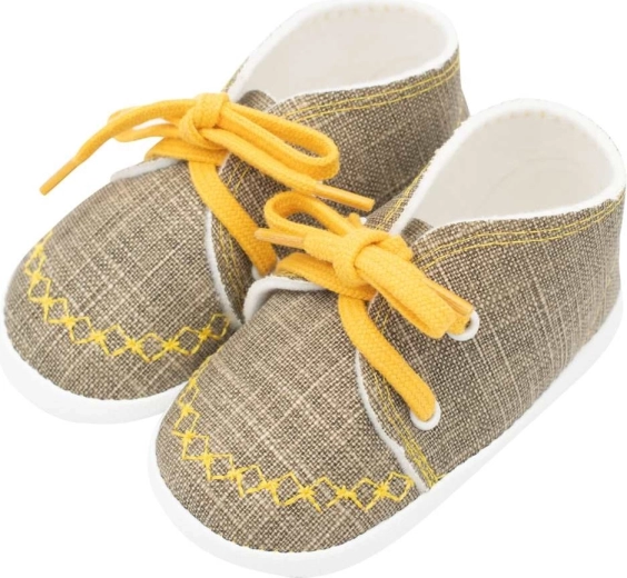 Baby-Krabbelschuhe Sneakers NEW BABY Jeans Senfgelb 0–3 Monate