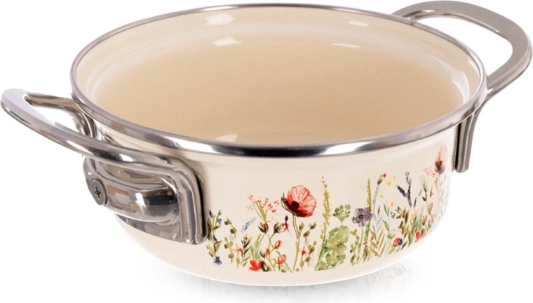 Cremefarbener emaillierter Topf Maki 14 cm, 600 ml