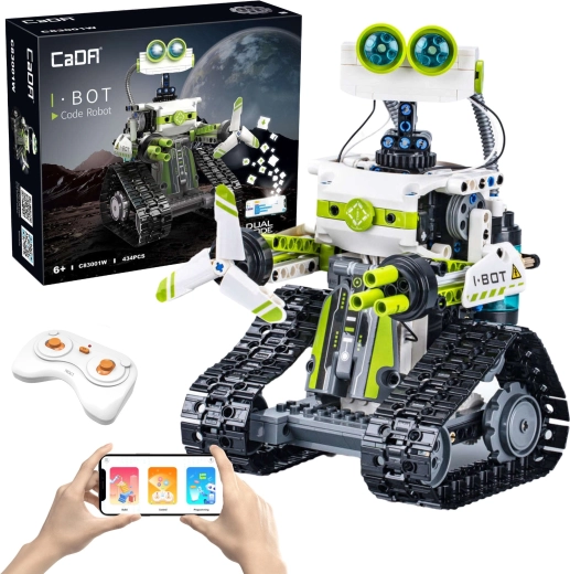 Konstruktionsset CaDA I.BOT Code Roboter RC mit LED, Programmierung und Dual-Steuerung, 434 Teile