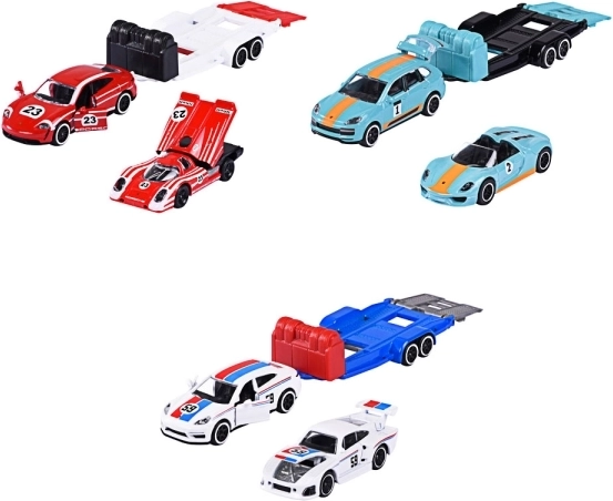 Majorette Porsche mit Anhänger 1:64 – Set aus Metallmodellen