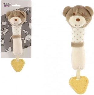 Plüsch-Rassel/Beißring Bär 24 cm beige auf Karte im Beutel 0+