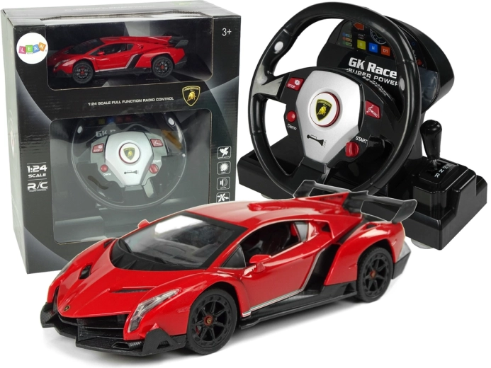 Ferngesteuerter Lamborghini Veneno Rot 2,4G Pilot Lenkrad Sound Lichter 1:24