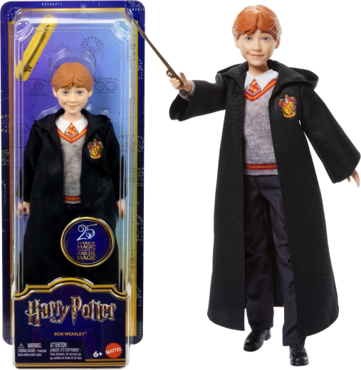 Ron-Weasley-Puppe im Zaubererumhang mit Zauberstab