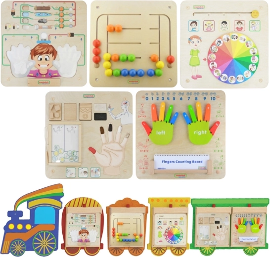 Masterkidz Flex Eisenbahn-Set 5-in-1 – Wandmontierte Sinnes- und Motoriktafeln
