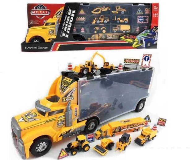 Schwerlastzug mit Autos 1:64