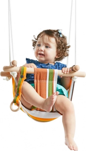 Gestreifte textile Kinderschaukel aus Baumwolle, 2Kids Toys