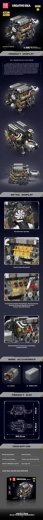 Bausatz Motor W16 mit Antrieb – 955 Teile