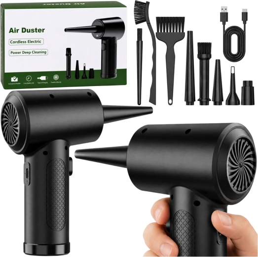 Elektrische Staubblaspistole (Air Duster) USB‑C mit Aufsatz- und Bürstenset
