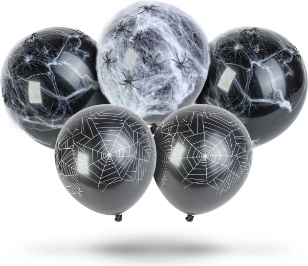 Halloween-Set mit Ballons, Spinnennetz und Spinnen
