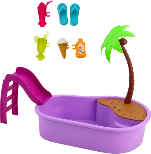 Pool mit Rutsche und Palme