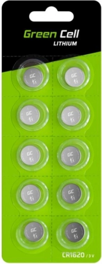 Knopfzellen-Lithiumbatterien CR1620 3V 70 mAh – 10 Stück GREEN CELL