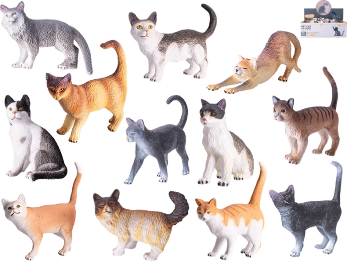 Set aus 12 realistischen Katzenfiguren