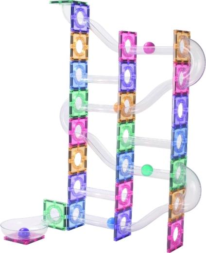 Cleverclixx Clever Pack – magnetische Kugelbahn in Pastellfarben, 110 Teile
