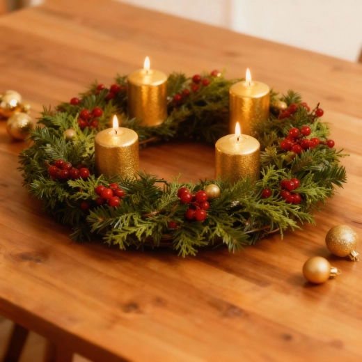 Set aus 4 goldfarbenen Stumpenkerzen ohne Duft
