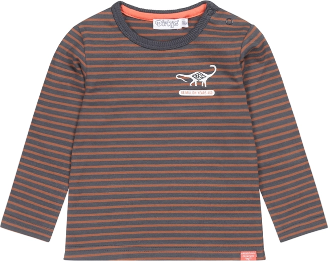 Langarmshirt Dirkje für Jungen, dunkelblau mit Streifen, Größe 86