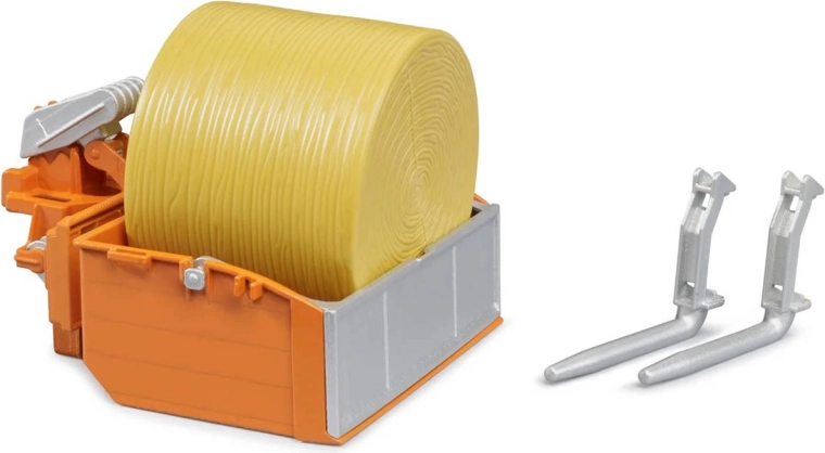 Bruder-Ladebox mit Gabeln und Strohballen