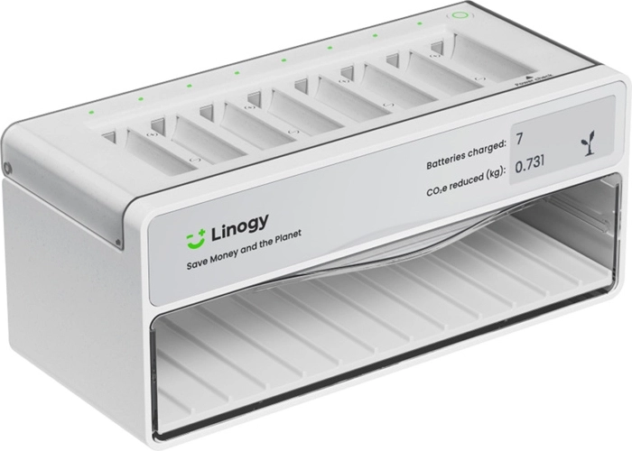 Universelles LINOGY-Ladegerät für AA/AAA-Batterien mit Aufbewahrung
