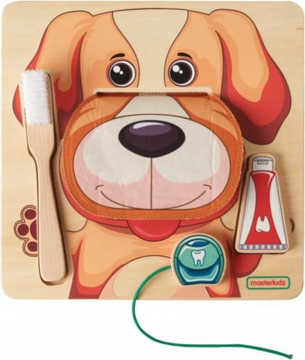Masterkidz hölzerne Montessori-Tafel zum Zähneputzen – Hündchen
