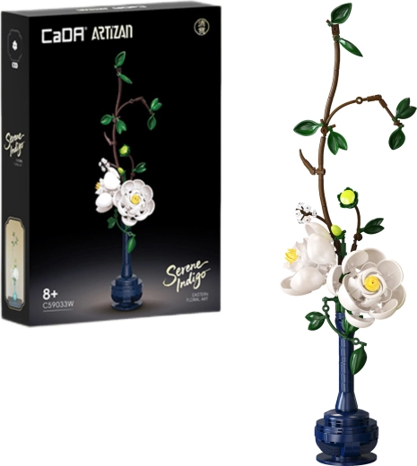 CaDA-Bauset Blumen Serene Indigo (Pfingstrosen) 47,9 cm, 324 Teile