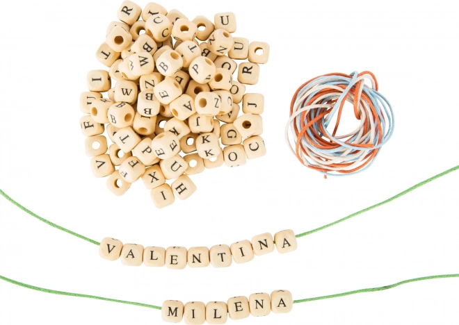 Holz-Perlen zum Auffädeln mit Buchstaben small foot – Set 300 Stk.