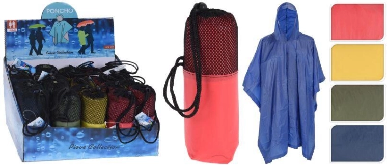 PEVA-Regenponcho für Erwachsene, Farbmix