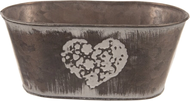 Metall-Blumentopf in Herzform, braun, 20 × 12 × 10 cm