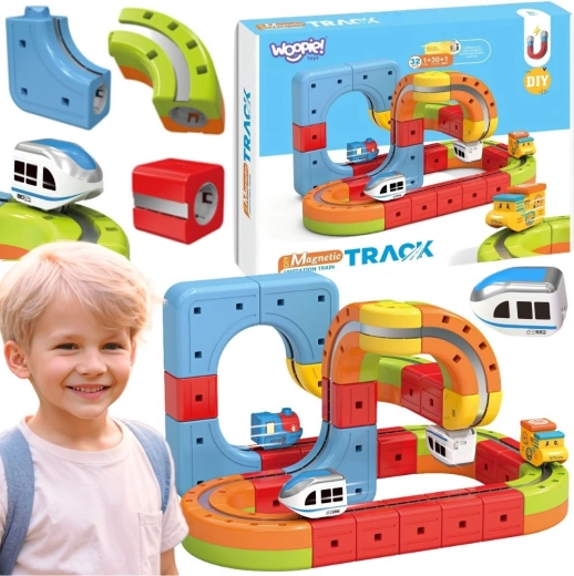 Magnetisches Konstruktionsspiel mit elektrischem Zug WOOPIE Magic Cube Train, 32 Teile