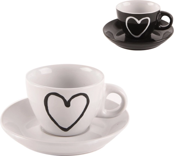 Keramische Tasse mit Untertasse Herz 90 ml – Mix