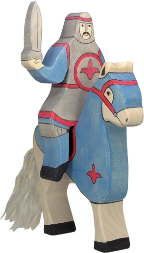 Holztiger blauer Ritter (ohne Pferd)