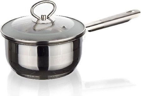 Edelstahl-Stielkasserolle mit Glasdeckel 16 cm, 1,5 l MATTE New Line für Induktion