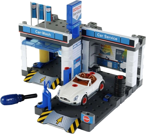 Bosch Service-Station mit Waschanlage und Auto