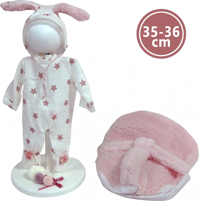 Puppenoutfit für New Born 35–36 cm mit Hasenmotiven und weicher Unterlage