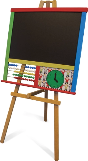 Babu bunte Tafel mit Rechenschieber und Uhr