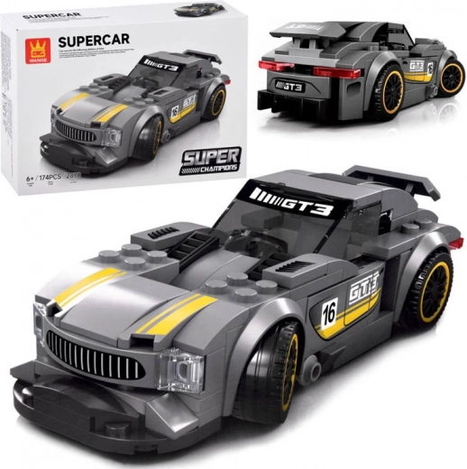 Technik-Bausatz Sportwagen silber 174 Teile mit Aufklebern