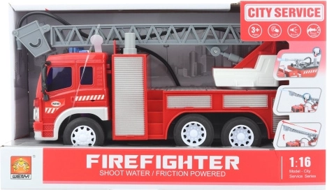 Batteriebetriebenes Feuerwehrauto mit Lichtern, Geräuschen und Wasserstrahl