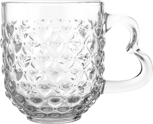 Altom Design Glasbecher mit Herzrelief 310 ml