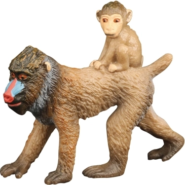 BALULU Mandrill-Figur mit Jungtier