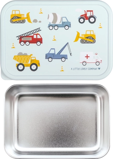 A Little Lovely Company Edelstahl-Brotdose mit Kunststoffdeckel – Fahrzeuge
