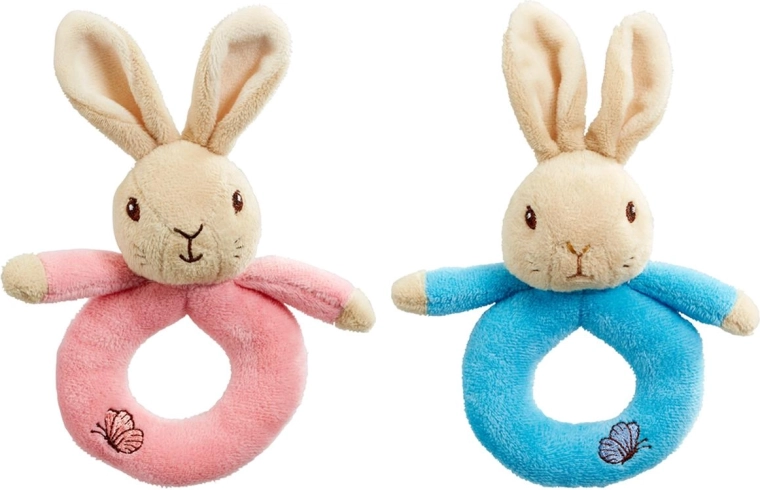 Regenbogen-Rasselring Häschen Peter Rabbit und Flopsy Rosa