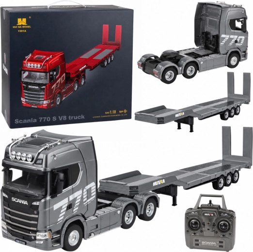 Ferngesteuerter Scania 770S-Lkw mit Huina-Anhänger im Maßstab 1:18