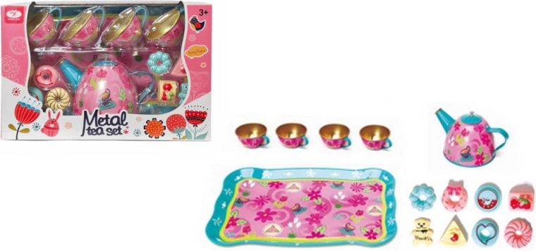 Küchen-Set aus Metall-Kochgeschirr mit Blumenmotiv