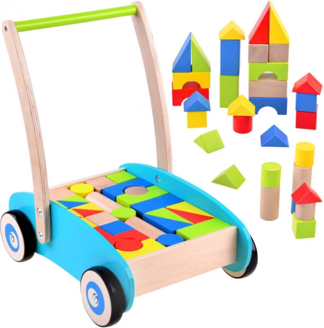 Holz-Lauflernhilfe mit Bausteinen für Kinder