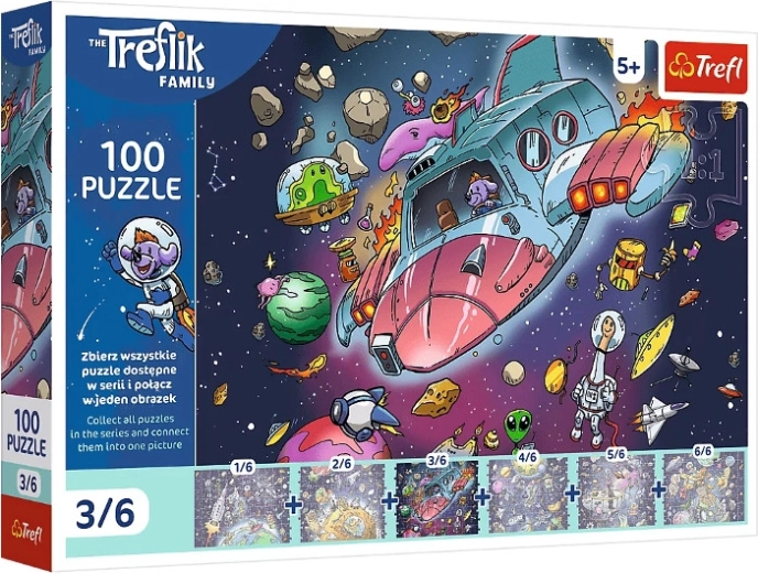 Puzzle Trefl Treflik-Familie im Weltraum: Gonduś in der Rakete – 100 Teile