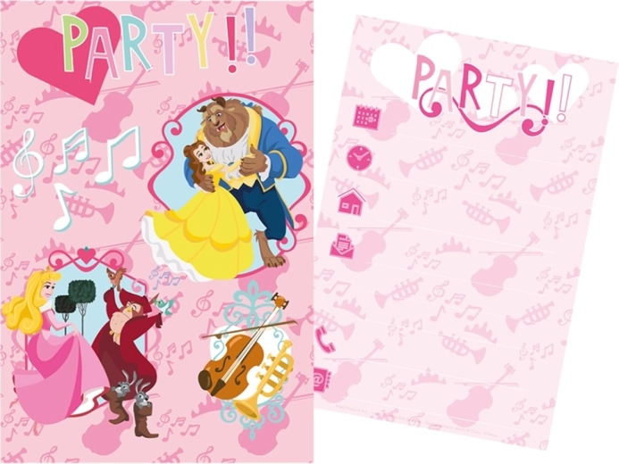 Set aus Party-Einladungen und Umschlägen DISNEY PRINZESSINNEN 15 × 10 cm (5+5)