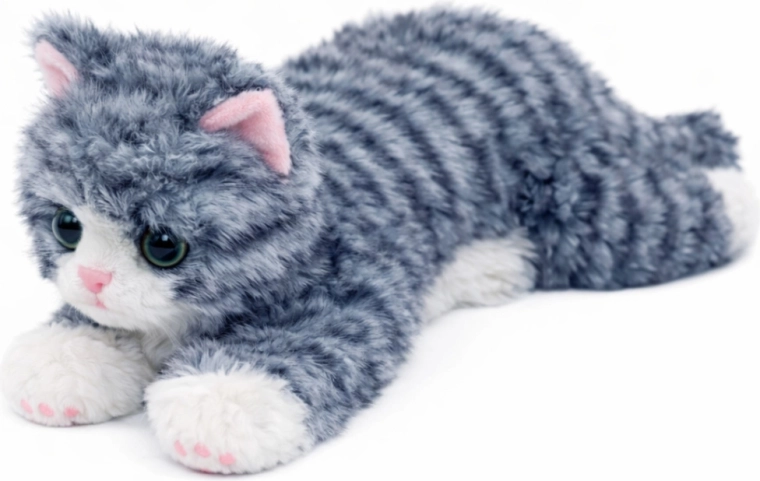 Plüschkatze liegend grau 38 cm