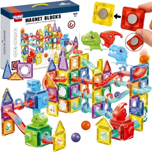Woopie magnetische 3D-Baukasten – edukative Murmelbahn, 170 Teile